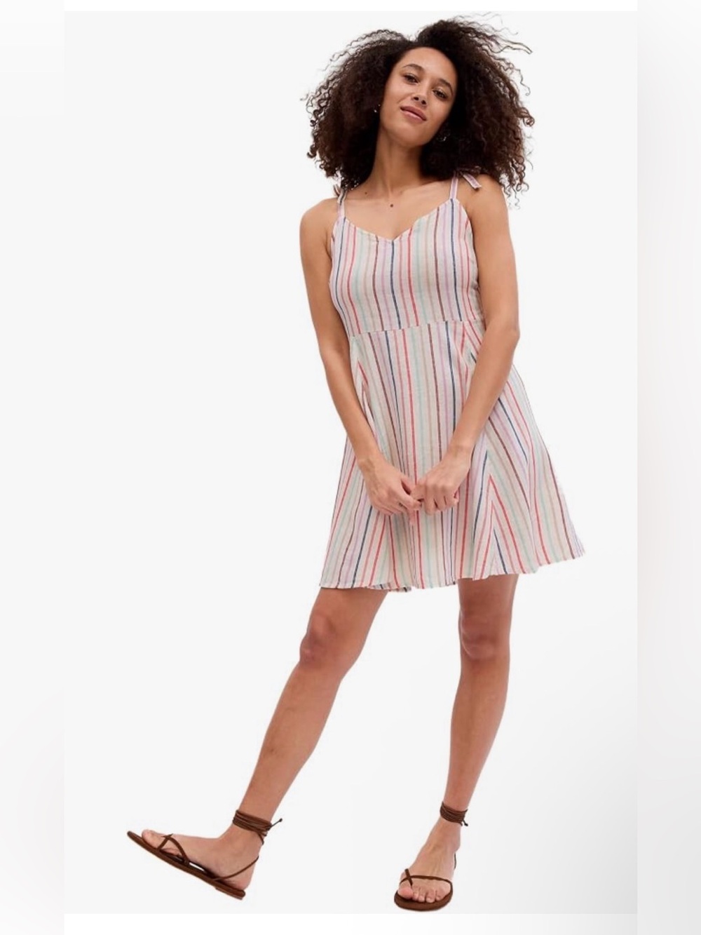 GAP striped sundress Size Small Cami top Fit & Flare Linen blend Multicolor